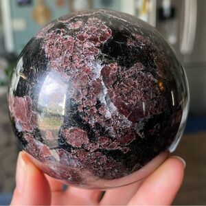 Garnet in Astrophyllite Crystal Sphere